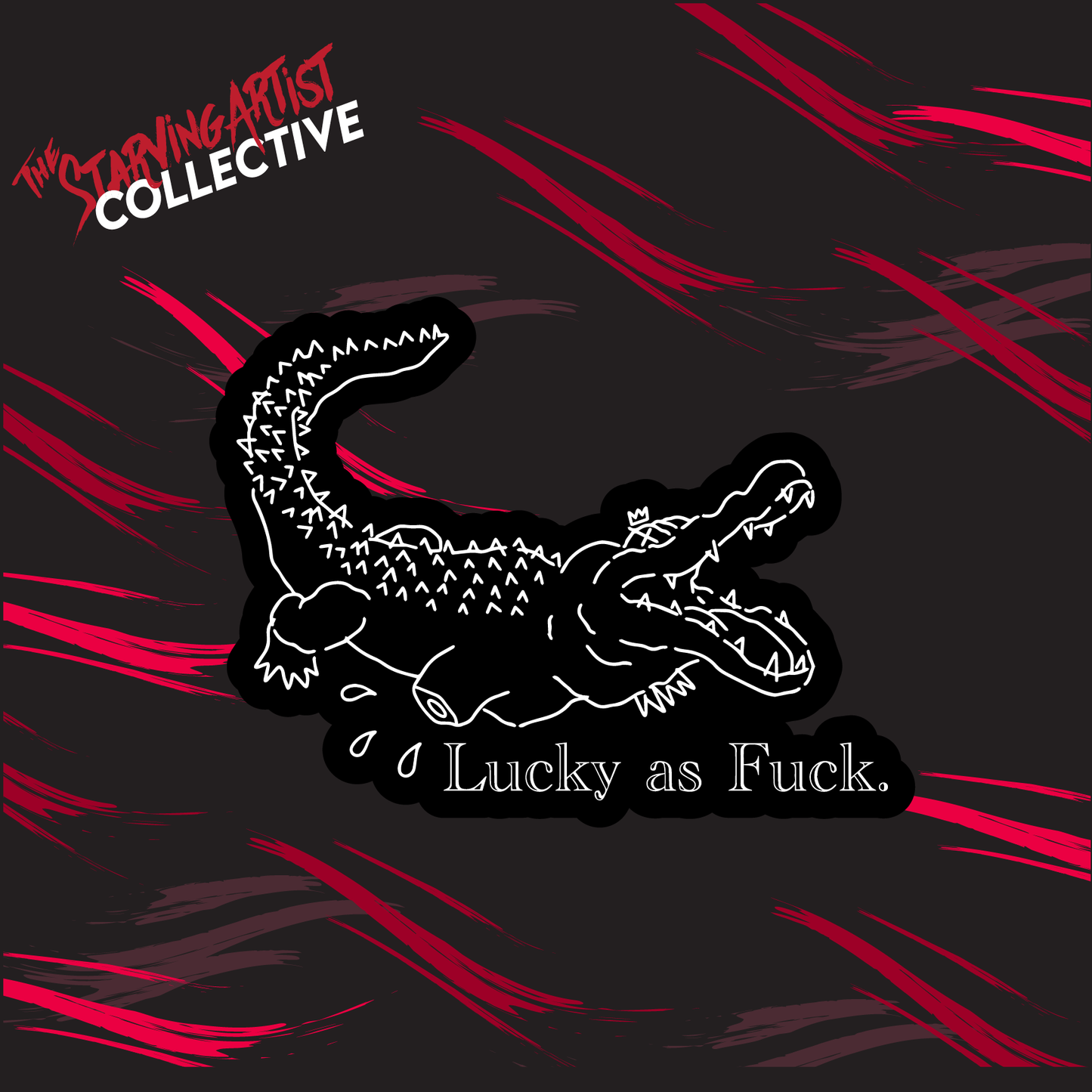 Lucky as Fuck Gator Sticker | Vinyl Die-Cut Sticker