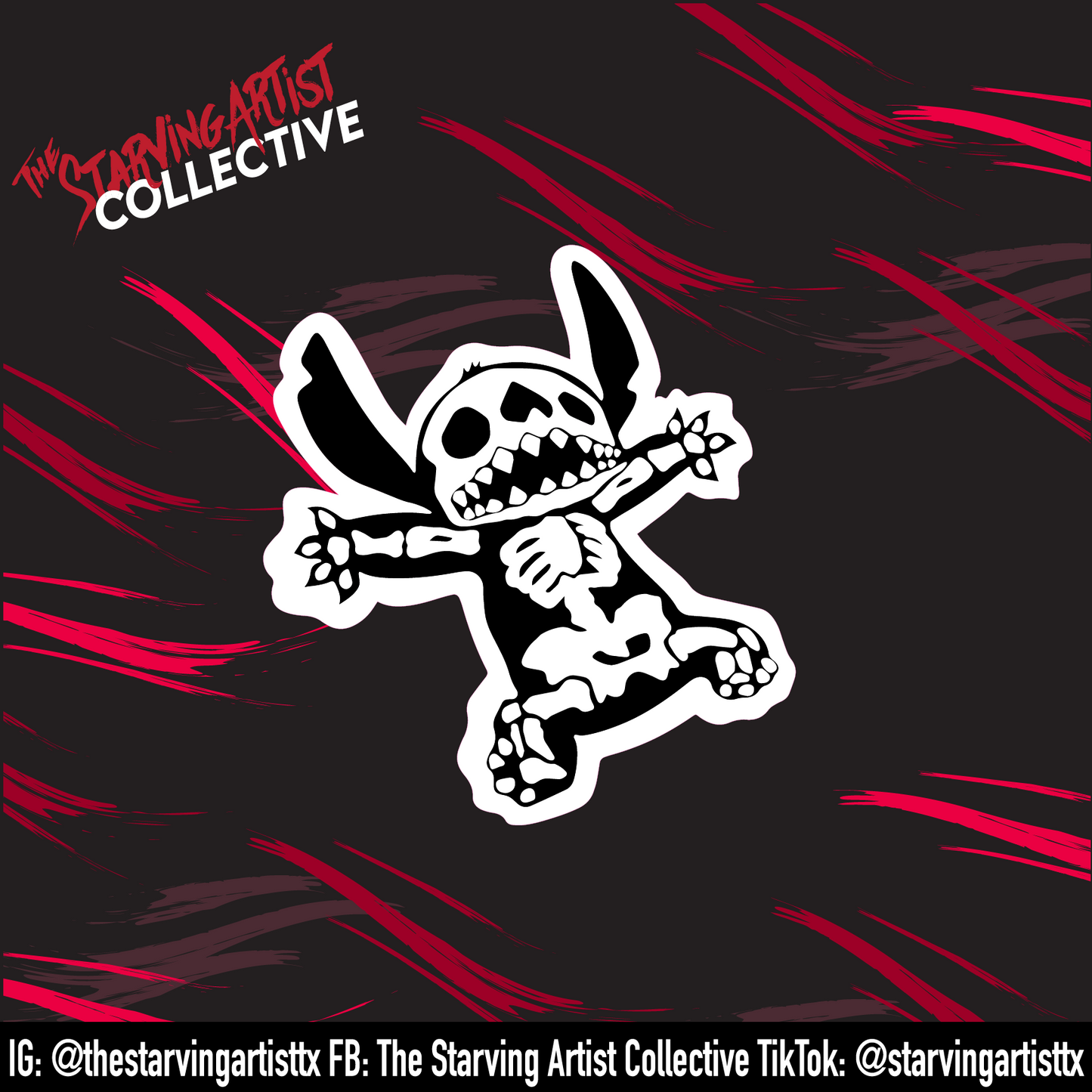 Stitch Skeleton Sticker | Vinyl Die-Cut Sticker